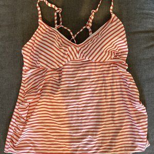 Isabel by Ingrid and Isabel Maternity Strappy Red a White Striped Tankini Top XL
